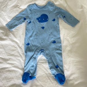 Whale appliqué footie